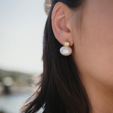 Обеци Vintage Перла с 18К Позлата, златисти обеци с перли, медицинска стомана 304L