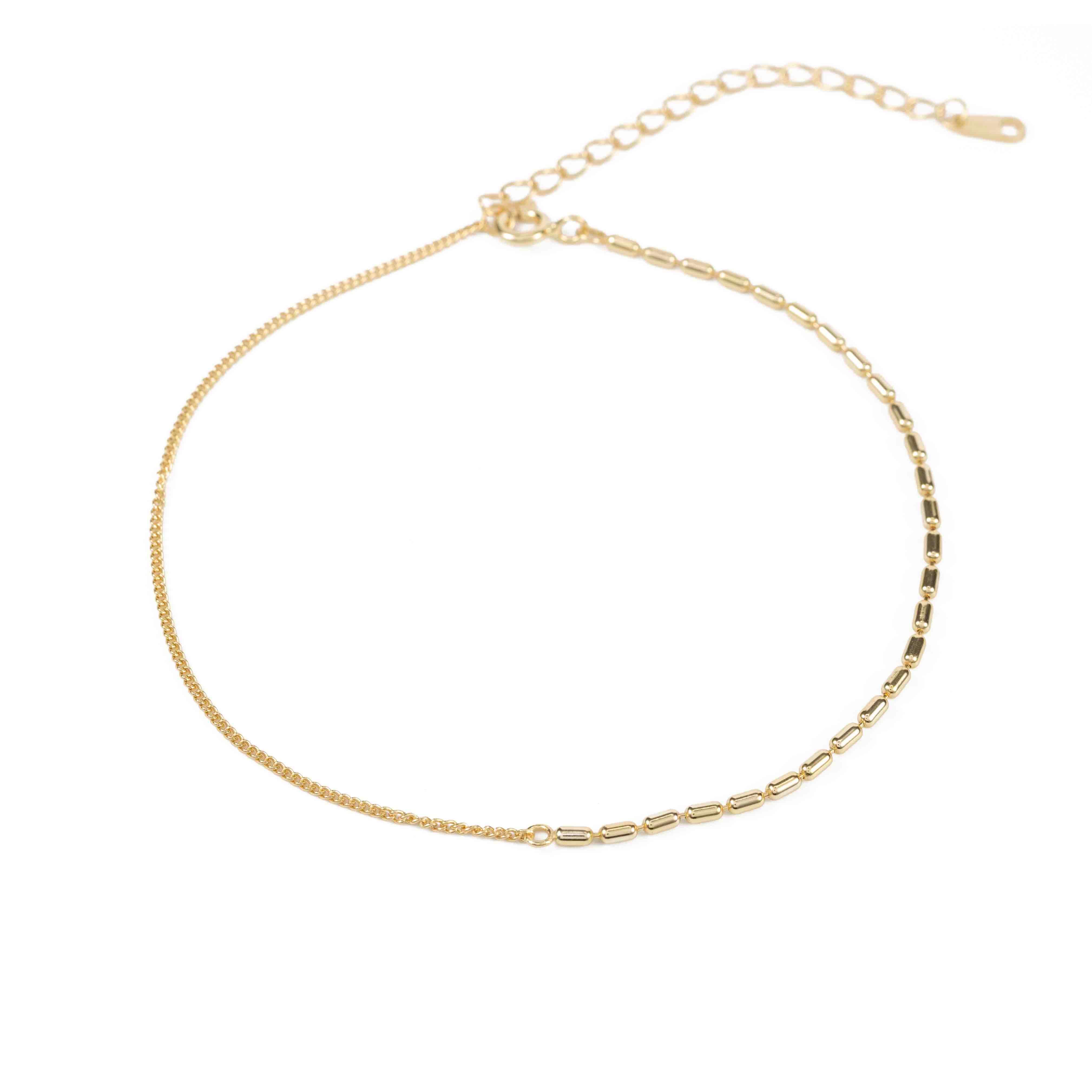 Сребърна Гривна за Глезен Хибрид S925, сребро с родиево покритие и 18К позлата