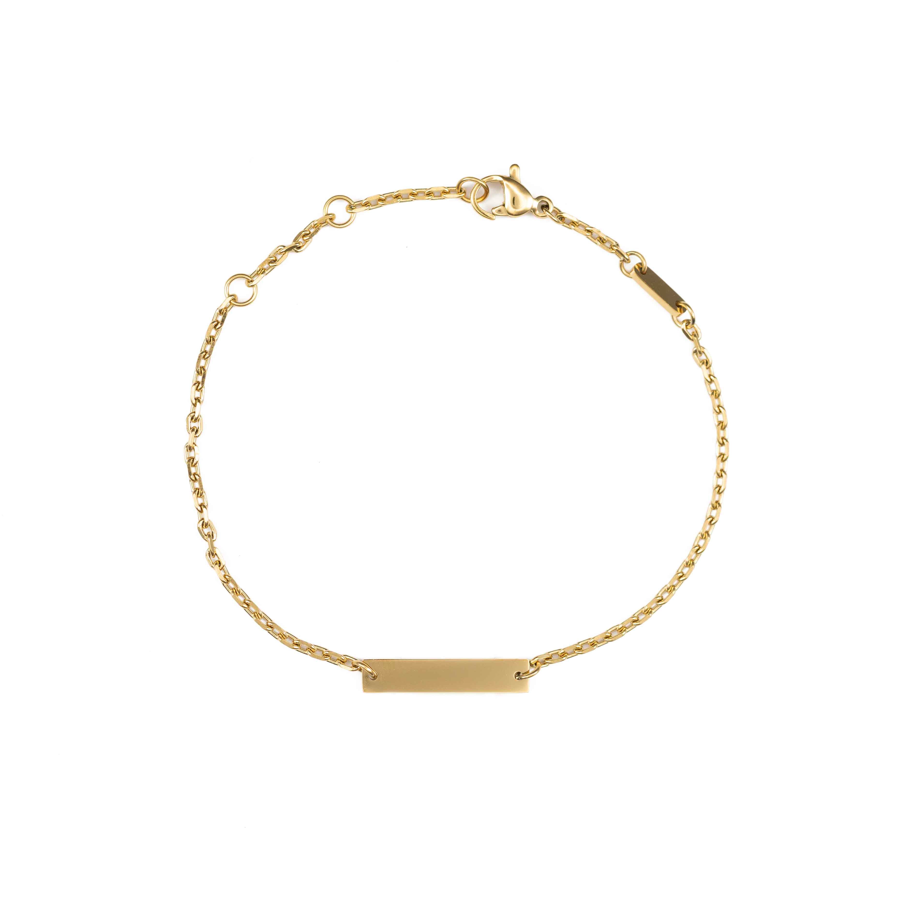 Златиста Гривна Спомен с 18К позлата – Персонализирана с Гравиране, минималистичен дизайн и топъл златист блясък.