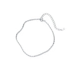 Сребърна Гривна за Глезен Нишка S925 с родиево покритие, 20 +5 cm, тегло 2.1г.