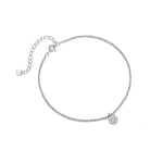 Сребърна Гривна за Глезен Блясък S925 с родиево покритие и декоративен елемент, стилна и елегантна.