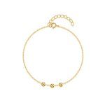 Сребърна гривна Golden Trio S925 с 18K златно покритие и три златисти топчета, идеална за минималистичен стил