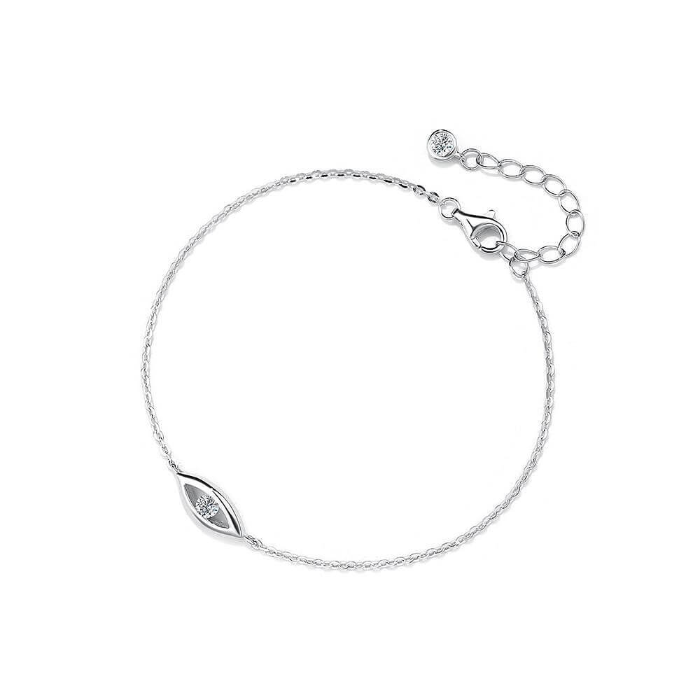 Сребърна гривна Eyes с кристал S925 в сребърен и златист цвят, регулируем размер 16+4 cm.