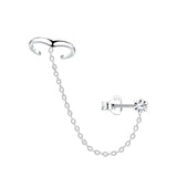 Сребърни Обеци Celeste Chain S925 - обеци пиърсинг с верига и кристал, подходящи за хрущял