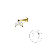 Сребърни Обеци Crown с 14К Златно Покритие S925