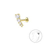 Сребърни Обеци Елиа с 14К Позлата S925