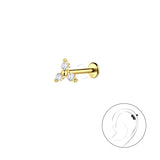 Сребърни Обеци Стела с 14К Позлата S925