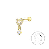 Сребърно Сърце с Кристали с 14К Златно Покритие S925