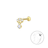 Сребърни Обеци Аура с 14К Златно Покритие S925