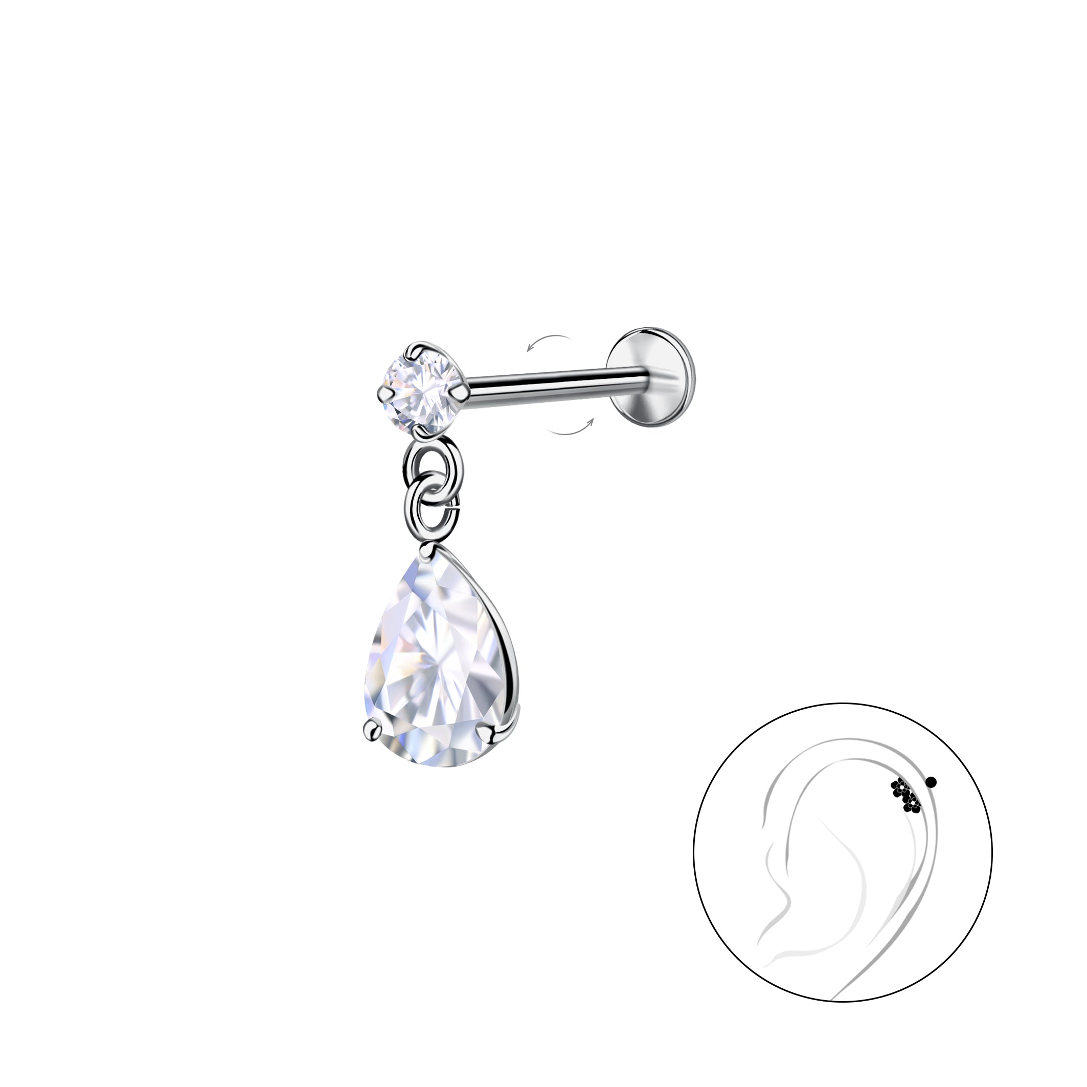 Сребърни Обеци Капка с 14К Златно Покритие S925