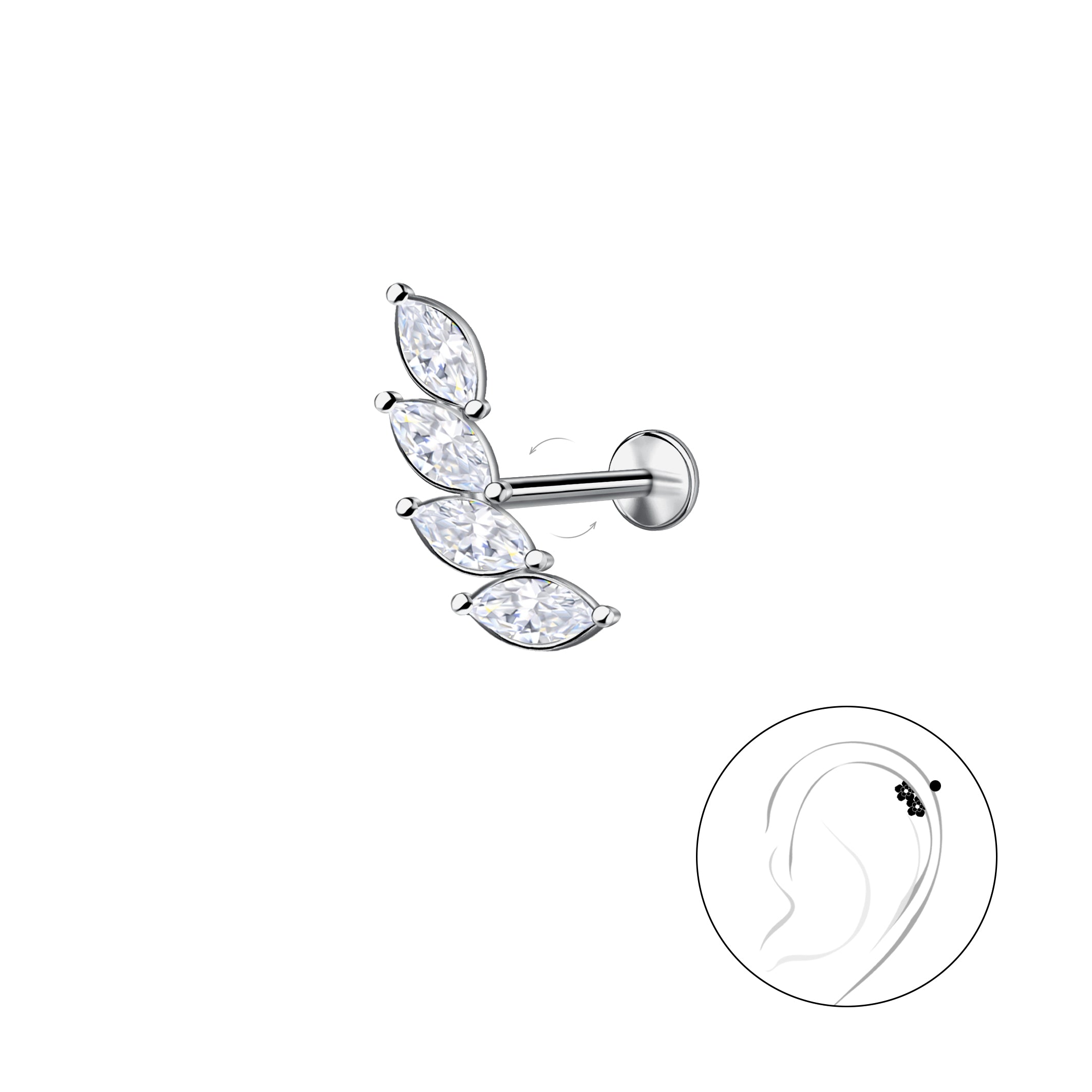 Сребърни Обеци Цвете с 14К Позлата S925