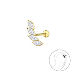 Сребърни Обеци Цвете с 14К Позлата S925