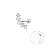 Сребърни Обеци Лабрет с 14К Позлата S925