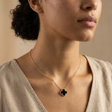 Колие One Clover от сребро с 14К златно покритие