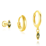 Тройни Сребърни Обеци С Натурален Камък S925