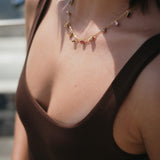 Колие Цветен Циркон с 18К Позлата, златисто с медицинска стомана 304L, дължина 44.5 см.