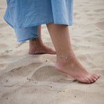 Сребърна Гривна за Глезен Блясък S925, дамска гривна на крака, бижу на пясъка.