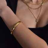 Овална Гривна с Кристали с 18К Позлата в 2 Цвята