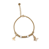 Златиста мека гривна с пеперудки и камъни