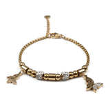 Златиста мека гривна с пеперудки и камъни