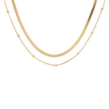 Двойно Kолие Топчета и Змийска Плетка с 18К Златно Покритие