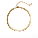 Златиста гривна за крак змийска плетка+ сърце