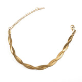 Мека златиста гривна преплетена 18К златно покритие