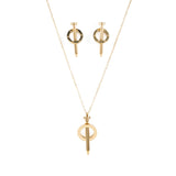 Комплект "пирон"- обеци + колие- 2 цвята