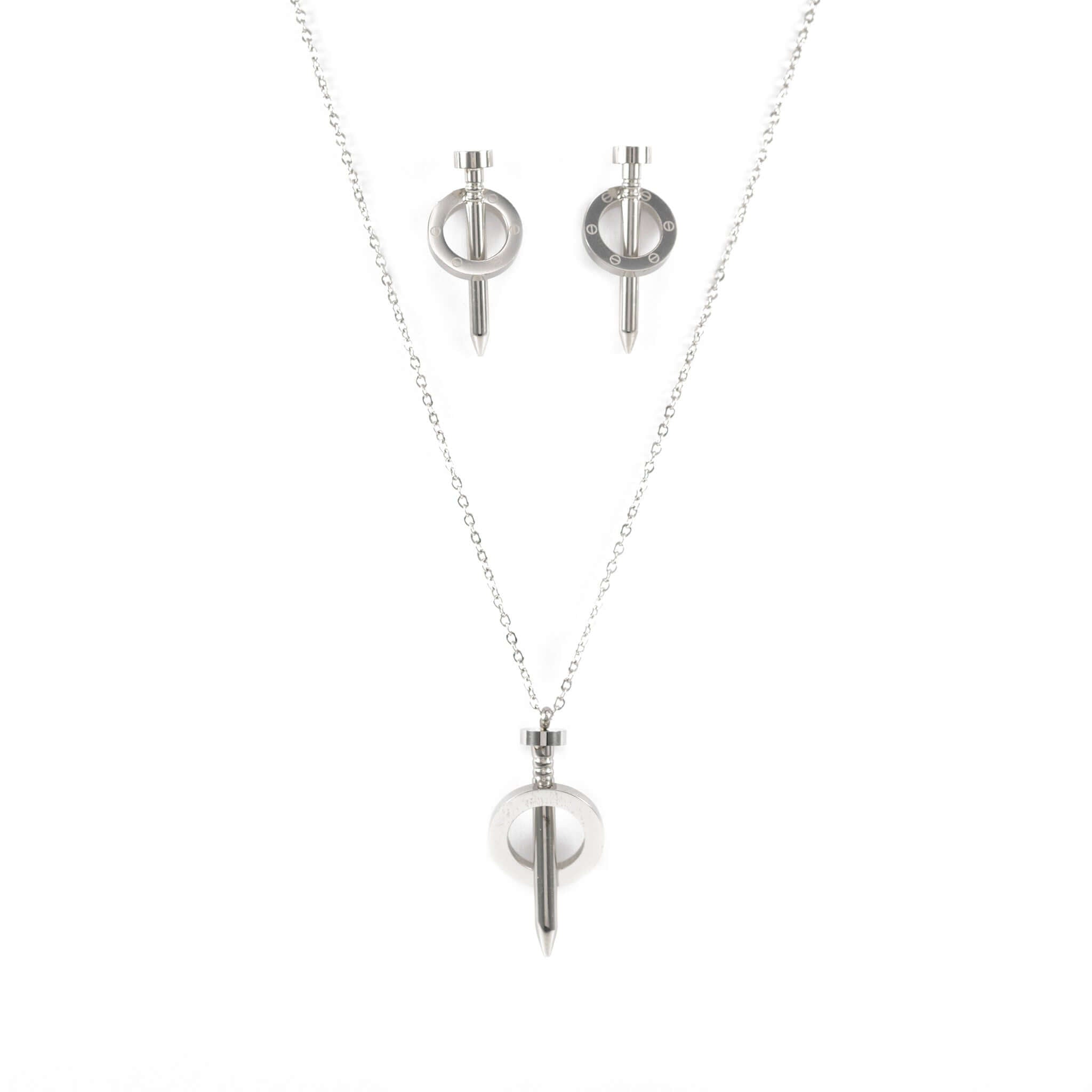 Комплект "пирон"- обеци + колие- 2 цвята