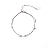 Двойна гривна за глезен в сребристо с квадратчета