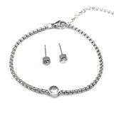 Сребрист Комплект Serenade- Обеци + Гривна