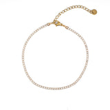 Тенис гривна за глезен в златист цвят от медицинска стомана 304L, дължина 20 см.