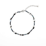 Гривна за глезен с черни и цветни мъниста, ръчно изработена, свежа и модерен стил.