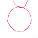 Бохо гривна за глезен с розов конец и перли, ръчна изработка, регулируема и стилна.