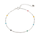 Сребърна гривна S925 с многоцветни мъниста и удължител, модерен аксесоар за всякакъв повод.