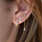 Сребърен сет обеци пиърсинг 3бр Trinity Gold S925 на ухото, елегантни и изискани.