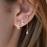 Сребърен сет обеци пиърсинг 3бр Trinity Gold S925 на ухото, елегантни и изискани.