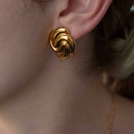 Обеци Спирала с 18К Златно Покритие, златисти, от медицинска стомана, диаметър 1.96 cm, височина 2.05 cm