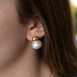 Обeци Vintage Перла с 18К Позлата, златисти обеци с перли, модерни обеци в ухото.