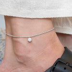 Сребърна Гривна за Глезен Блясък S925, с родиево покритие и декоративен елемент.