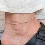 Сребърна Гривна за Глезен Сърце S925, родиево покритие, стилна и елегантна, изработена от сребро S925.