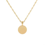 Колието Златен Кръг с 18К Позлата – Персонализирано с Гравиране, изчистен медальон и нежна верижка.