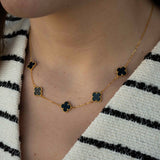 Сребърно Колие Детелина с 18К Позлата S925