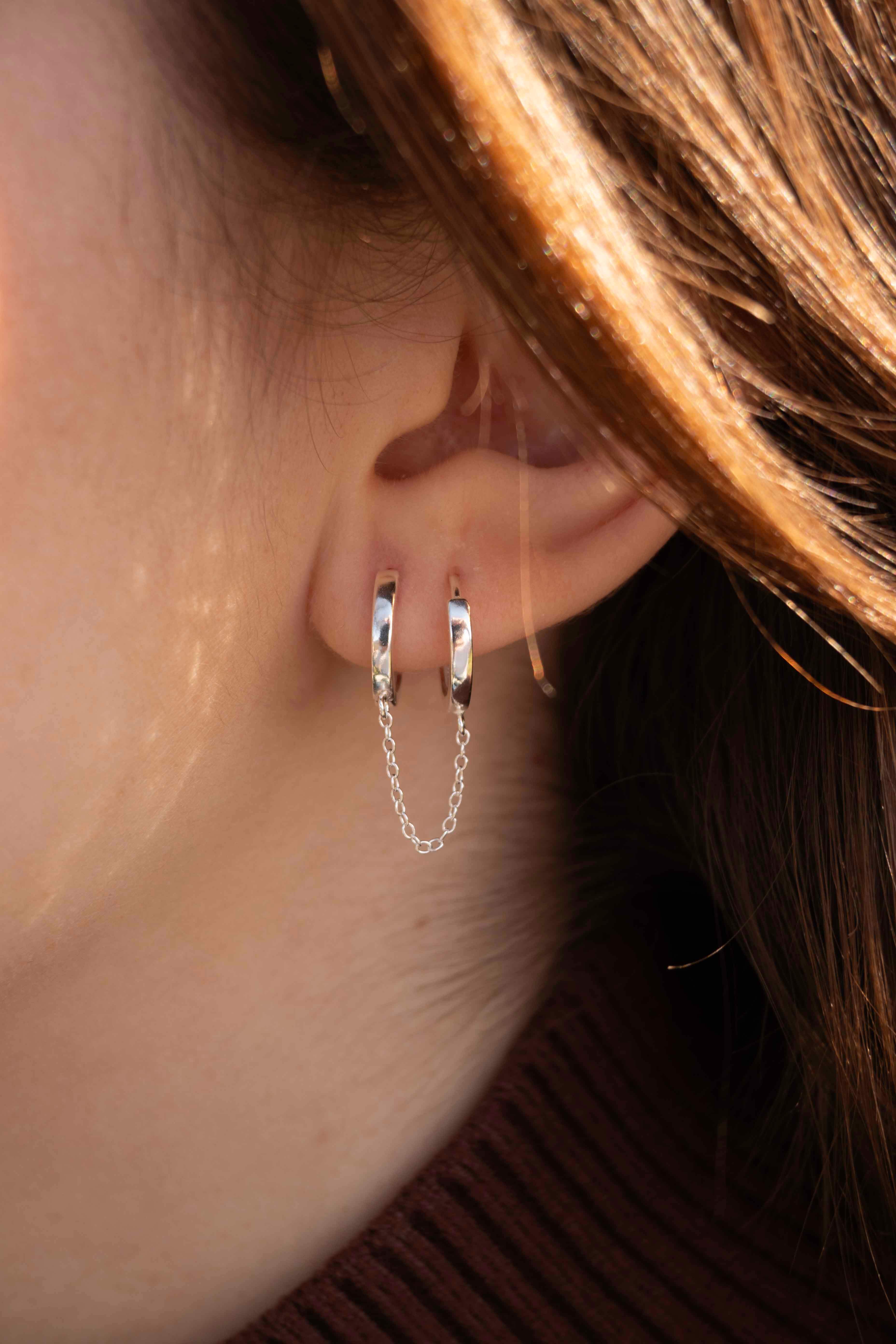 Сребърни Обеци Silver Bond S925 - обеци пиърсинг за хрущял с електролитно покритие.