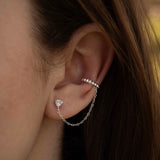 Сребърни Обеци Infinity Link S925, пиърсинг обеци за хрущял с кристал и цирконий на човешко ухо.