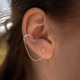 Сребърни Обеци Celeste Chain S925, обеци пиърсинг, обеци за хрущял с кристал и цирконий.