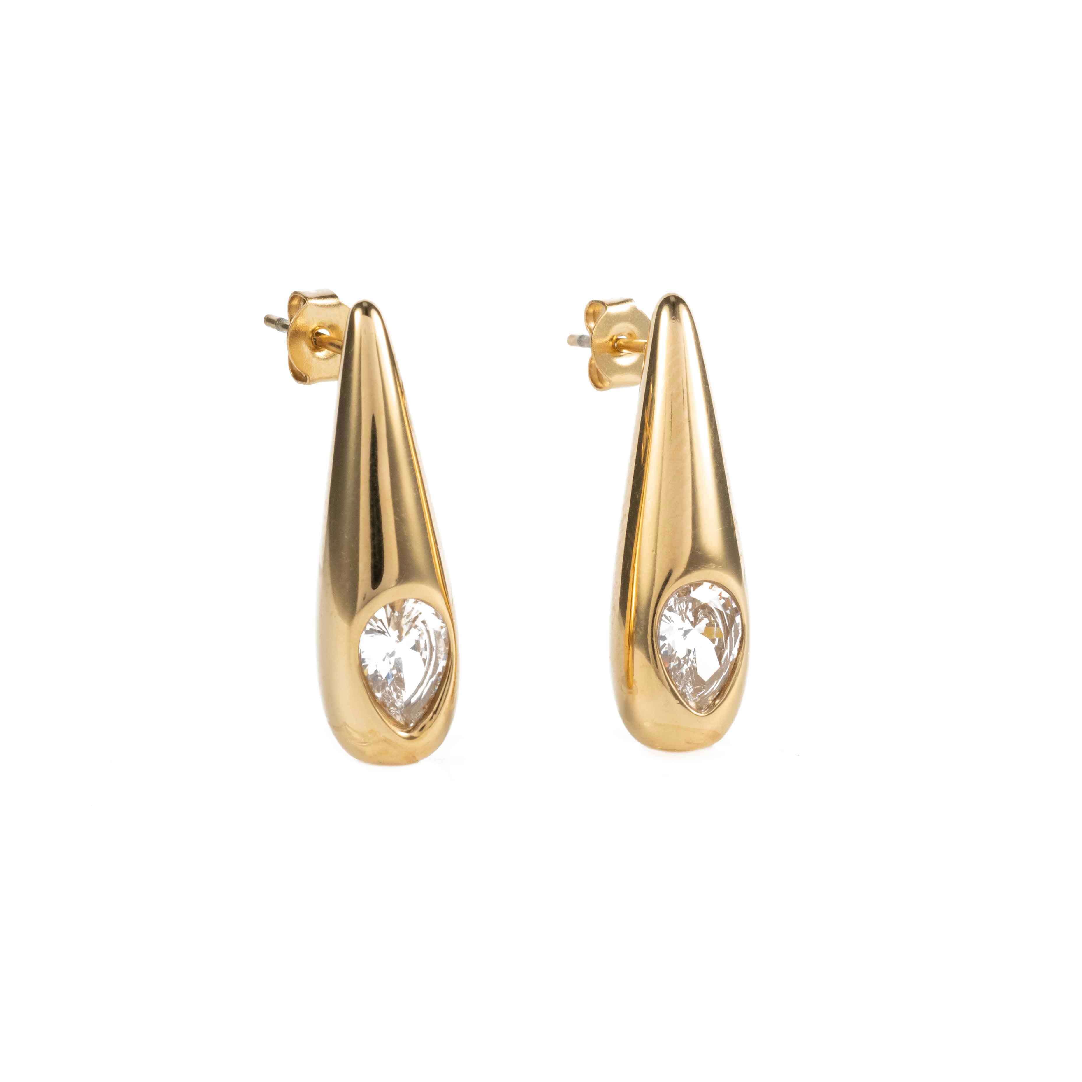 Обеци Aura Drop с 18К Златно Покритие – луксозни пиърсинг обеци с кубичен цирконий, идеални за обеци за хрущял.