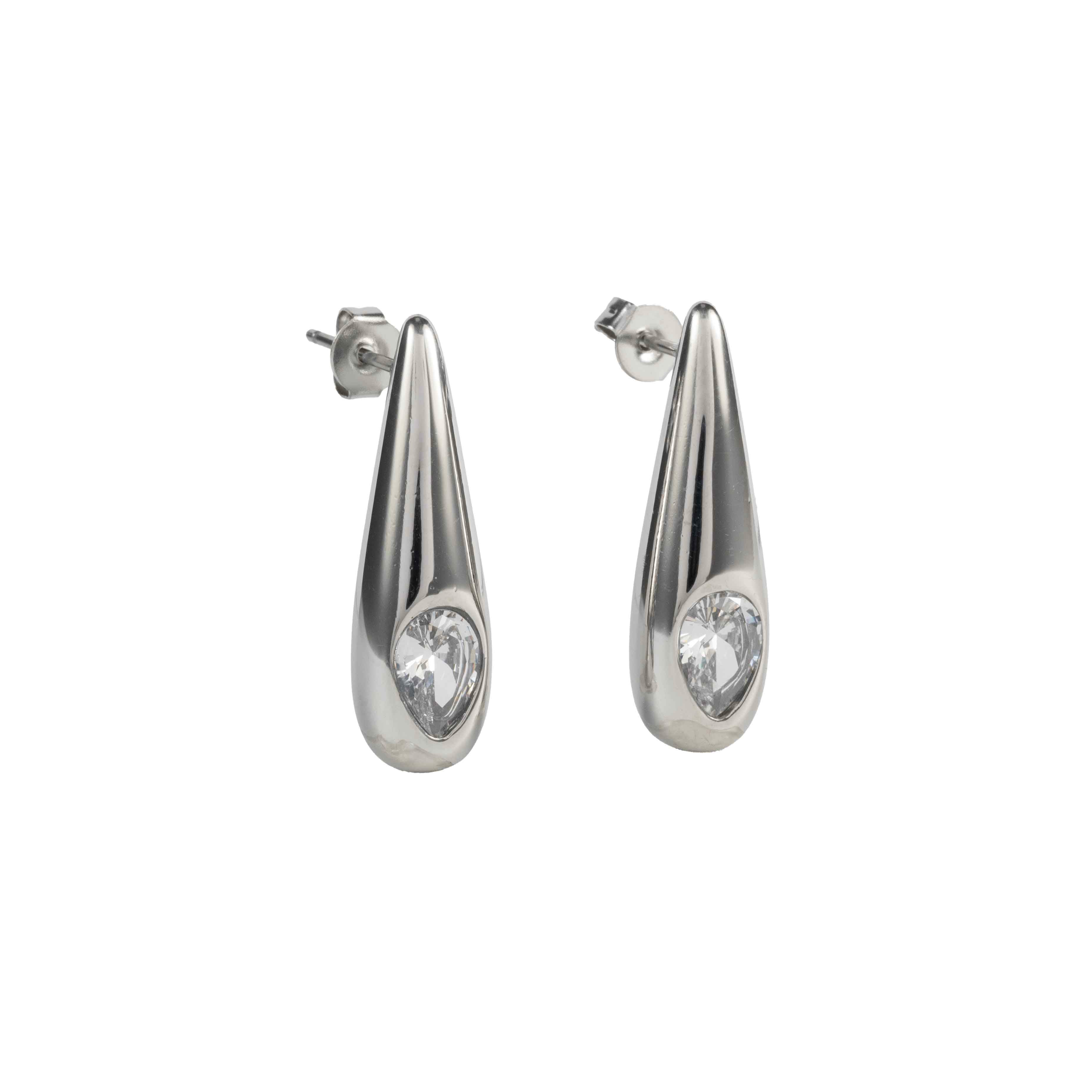 Обeци Aura Drop с 18К Златно Покритие - елегантни обеци за хрущял с кубичен цирконий и геометричен дизайн.