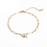 Златиста Гривна за Глезен Duo Spark с 18К Позлата, изработена от неръждаема стомана с кубичен цирконий.