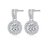 Сребърни обеци Разкош S925 с кристали и блясък, размер 40+5 см, сертификат за качество.